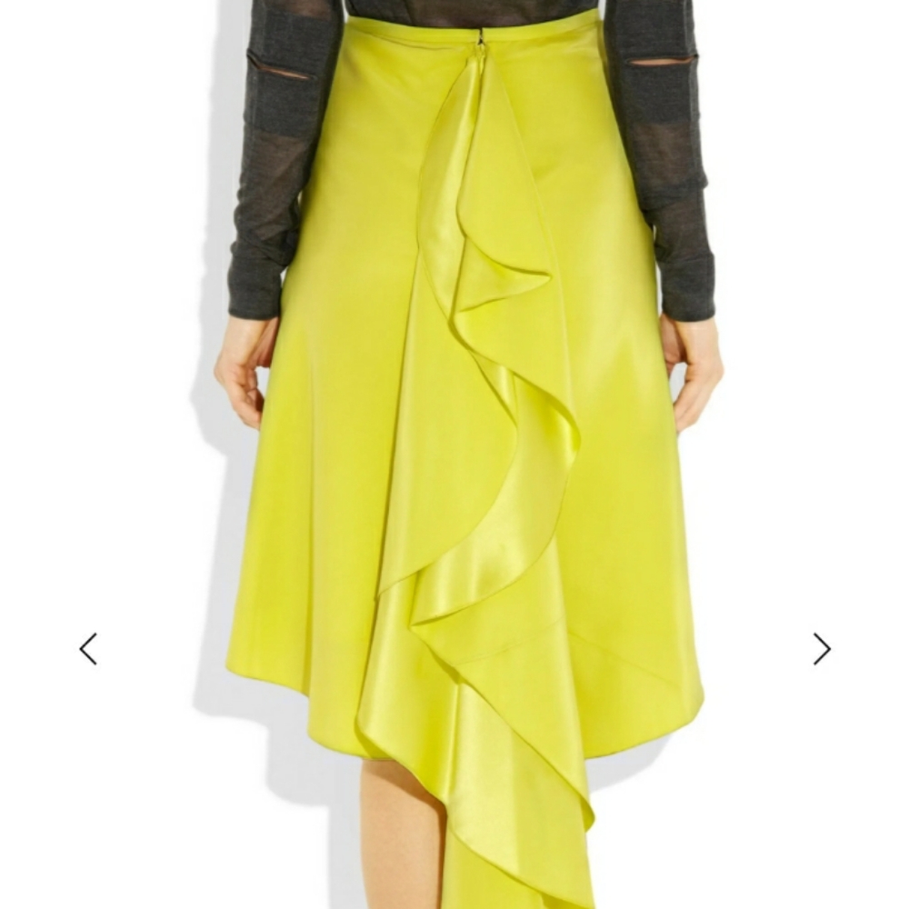Jason Wu 
Ruffle back Chartreuse Skirt Size 10 - Picture 2 of 7